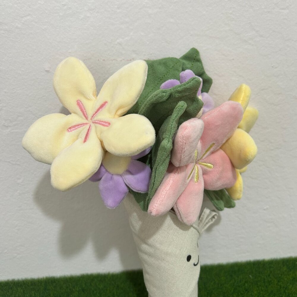 Jellycat Amuseables Flower Bouquet + Diamond Ring Authentic Proposal Gift - Picture 2 of 9